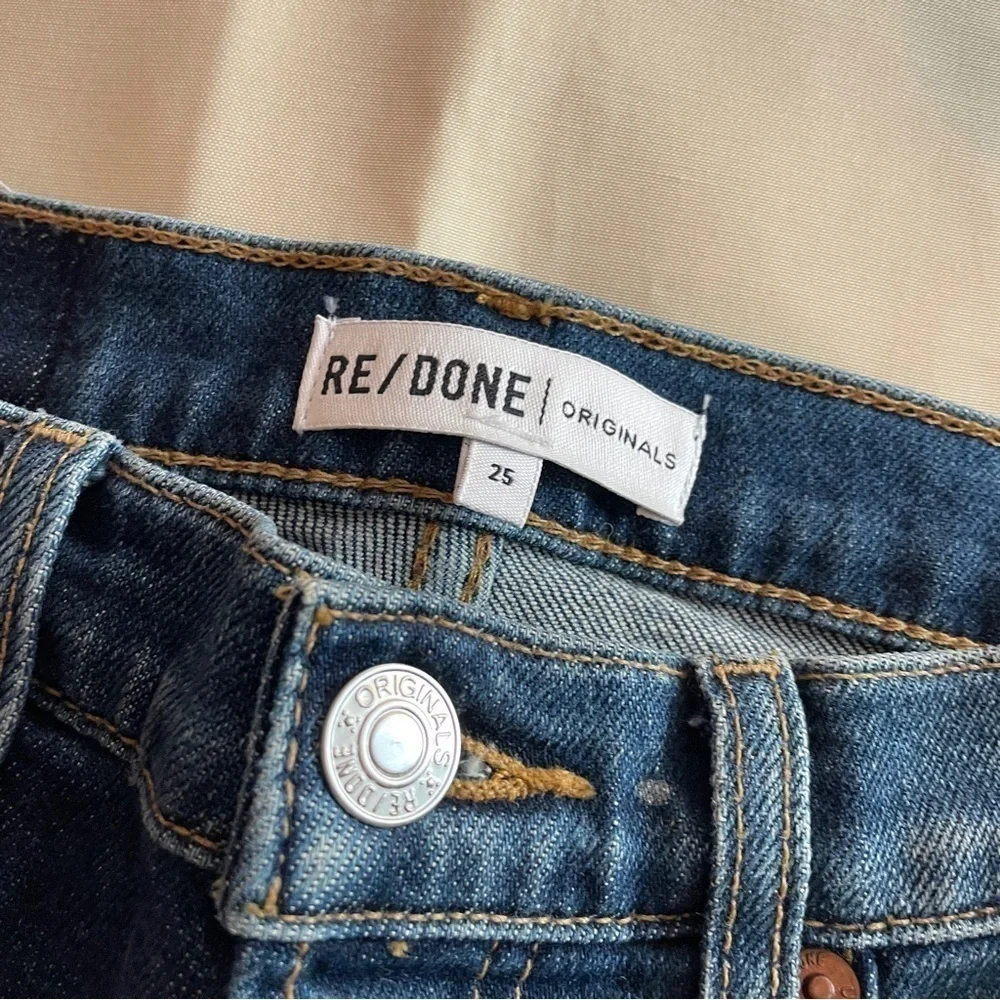Re/Done- Vintage 90s Fit Style Dark Wash High Rise Ankle Crop Jeans Size 25
